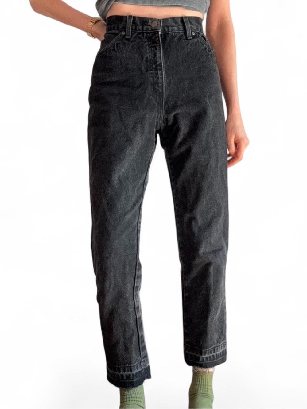 Vintage tapered straight black jeans